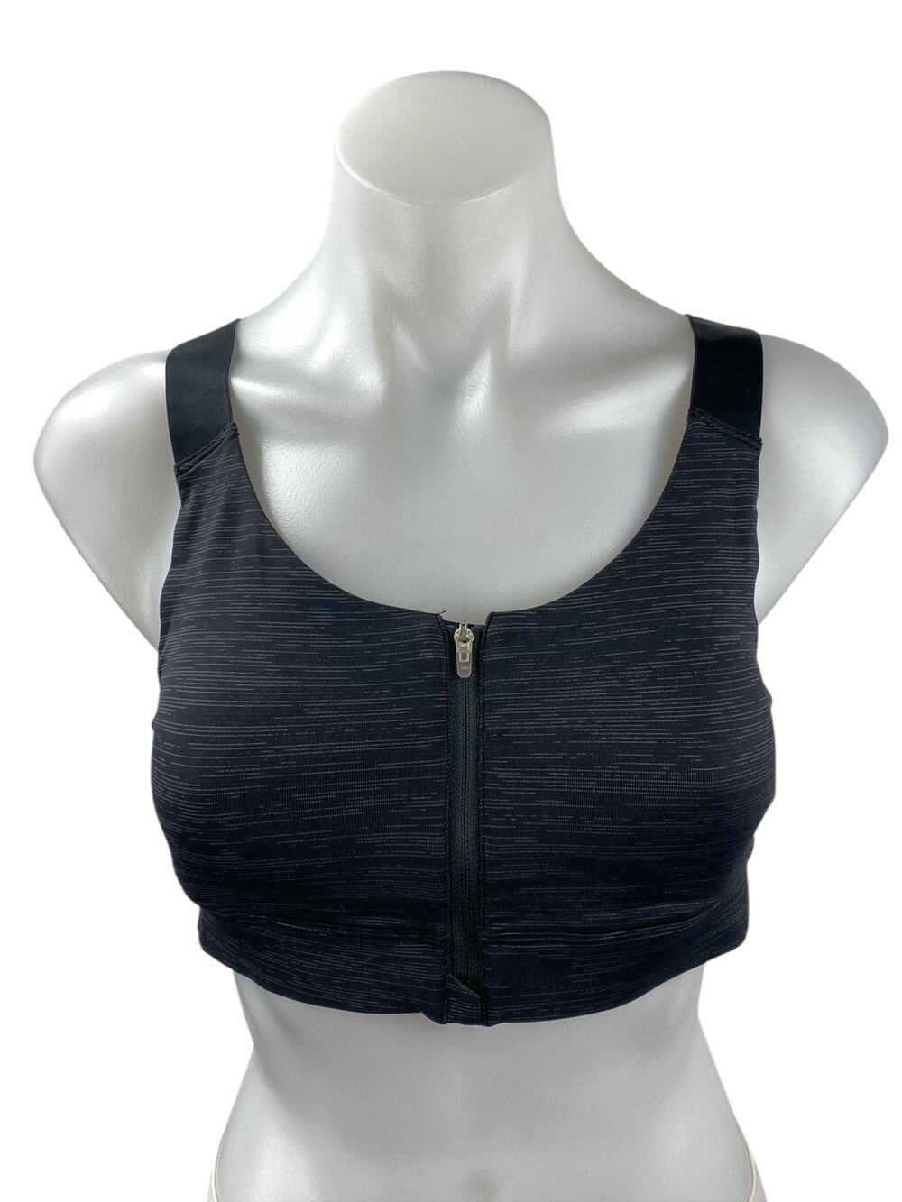 Outdoor Voices Black Heather Sleeveless Zip Front Sports Bra Crop Tank Top Sz S